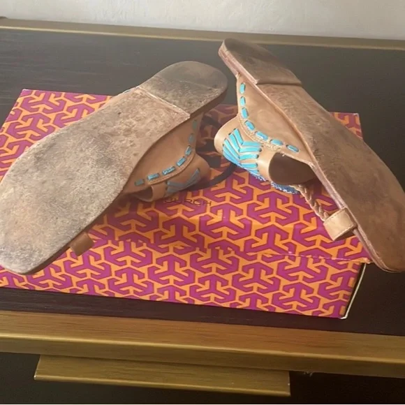 Tory Burch Caylan Leather Sandals Size 6 - Picture 4 of 5